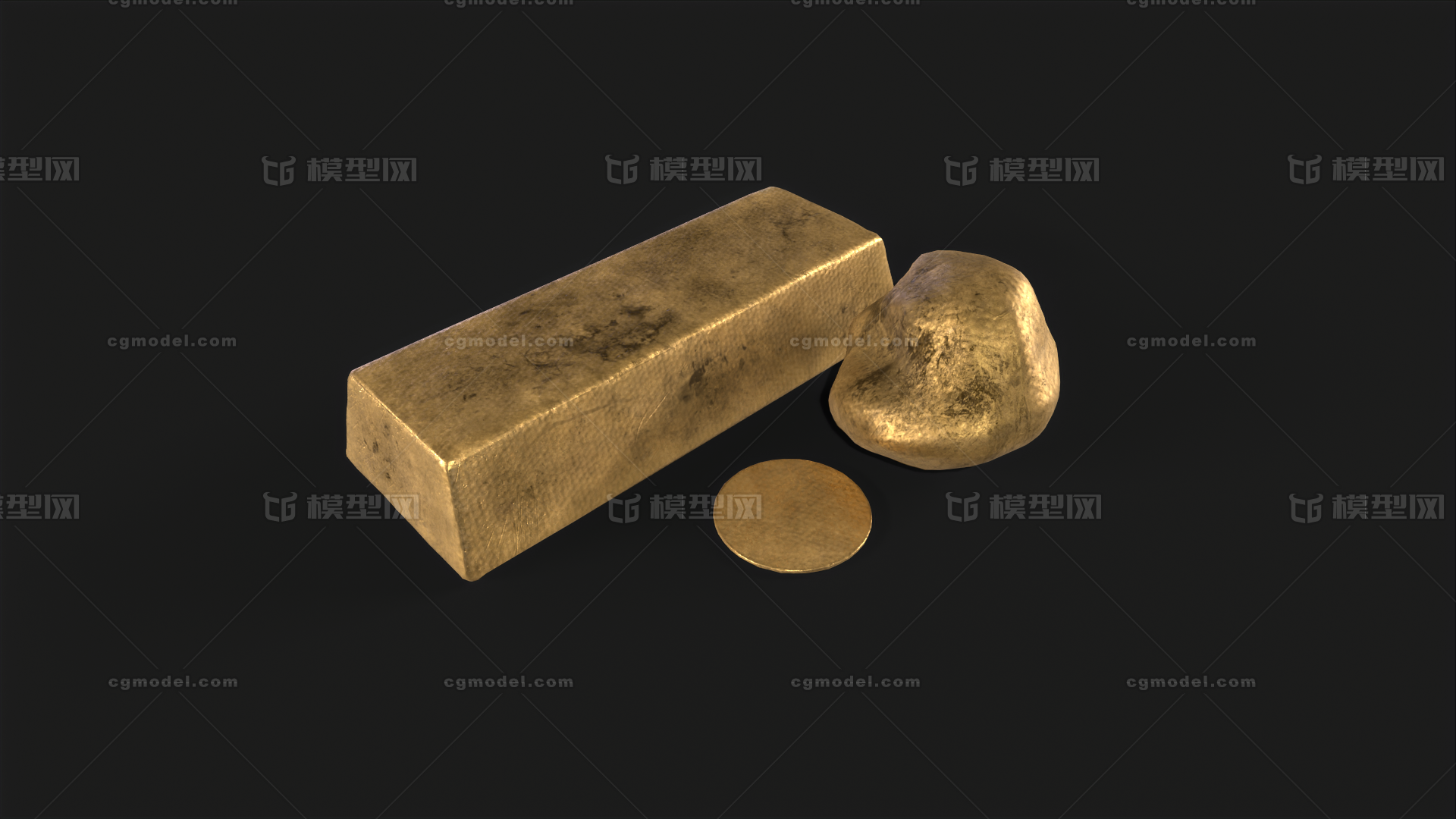 黄金 金条模型-其他模型库-3ds Max(.max)模型下载-cg模型网