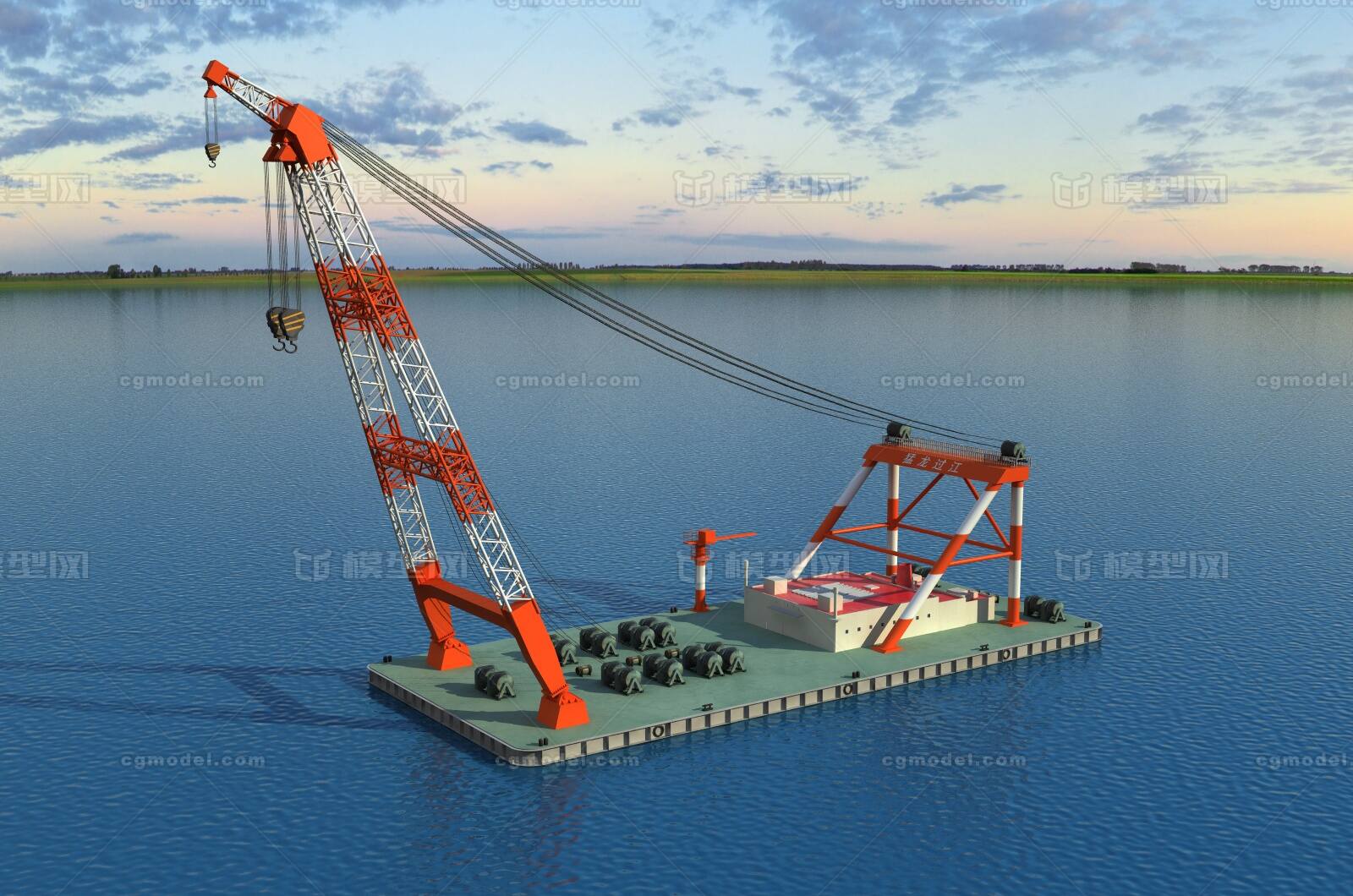 浮吊船 吊装模型-现代场景模型库-3ds Max(.max)模型下载-cg模型网