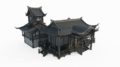 古建筑作坊房屋模型-历史建筑模型库-3ds Max(.max)模型下载-cg模型网