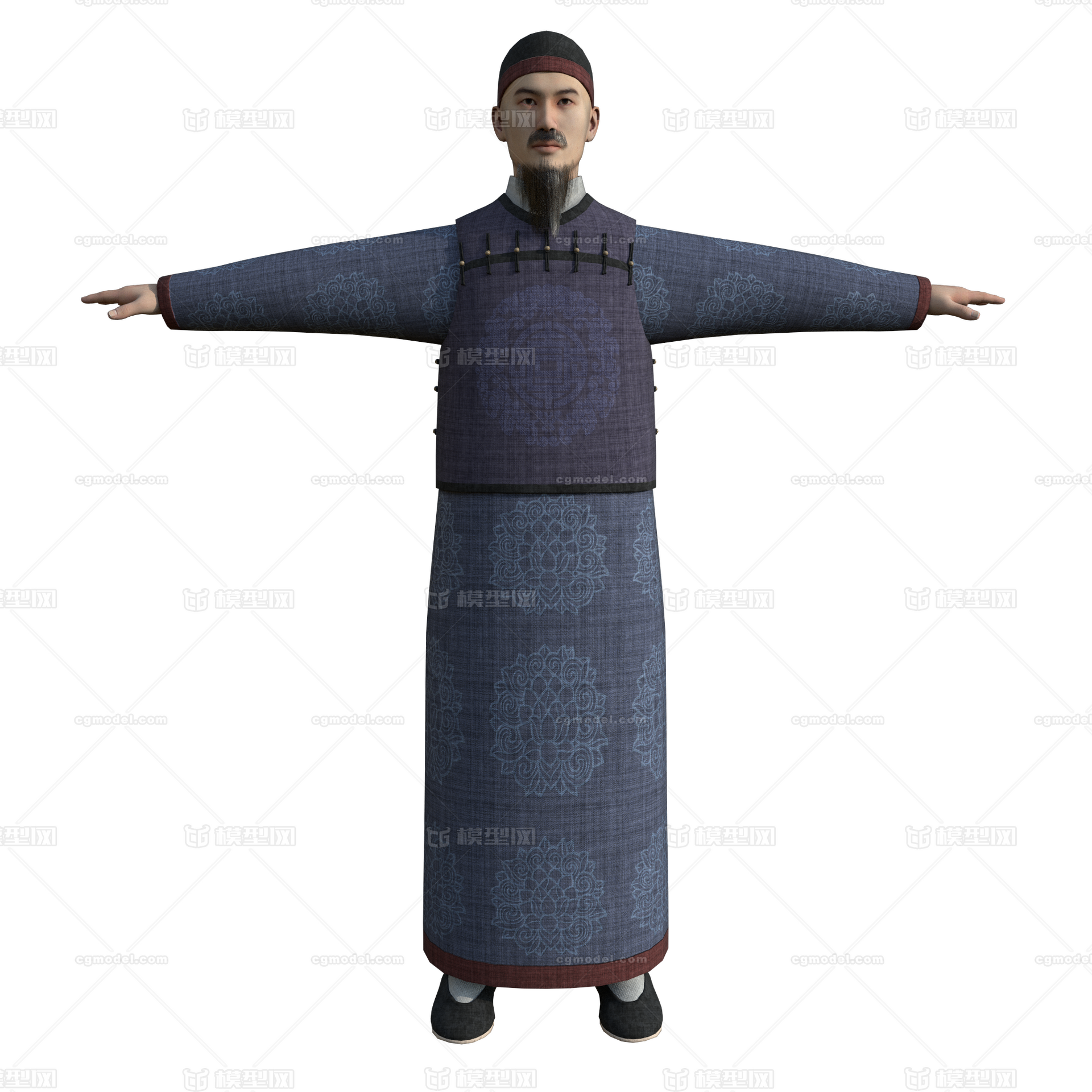 写实清朝掌柜先生老爷商人大臣平民古代人物模型-男人模型库-Maya(.ma/.mb)模型下载-cg模型网