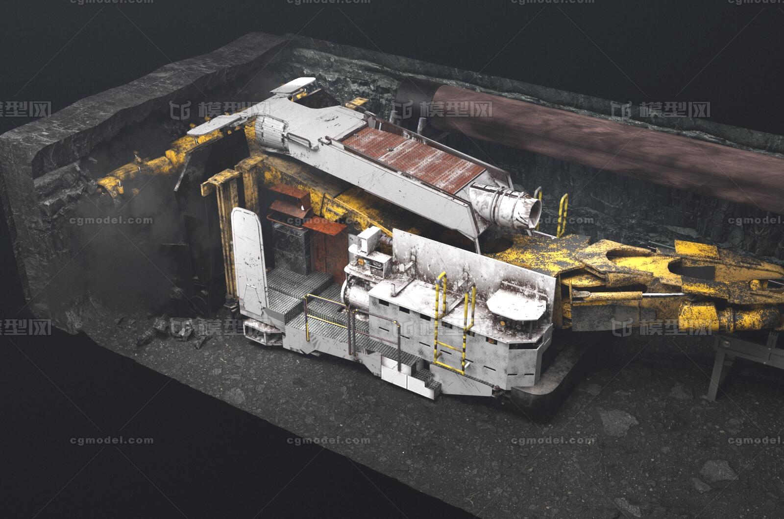 井下掘锚机巷道掘进 掘锚一体机模型-现代场景模型库-3ds Max(.max)模型下载-cg模型网