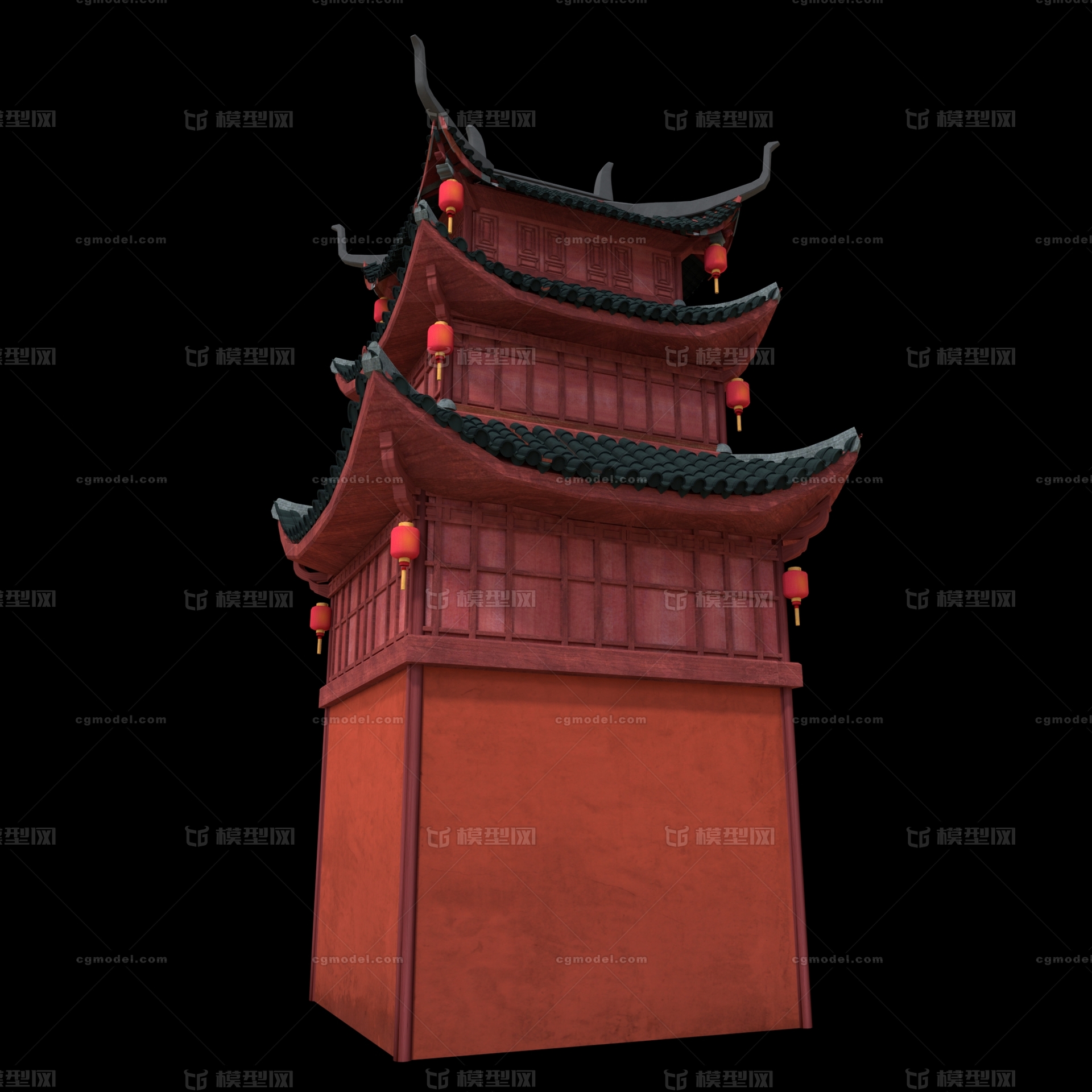 古建筑 城楼模型-历史建筑模型库-Maya(.ma/.mb)模型下载-cg模型网