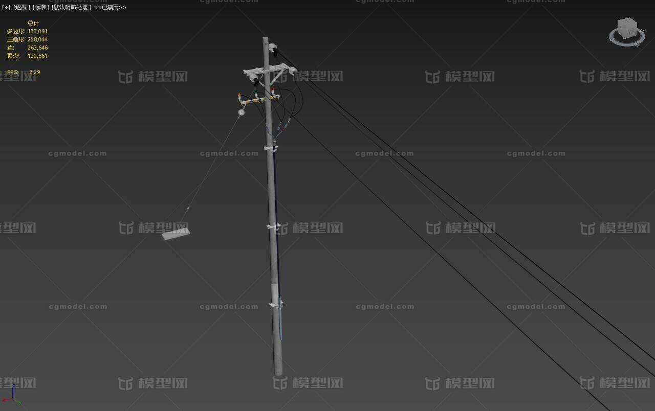 单回三角排列直线杆塔模型工业设备模型库3ds Max(.max)模型下载cg模型网