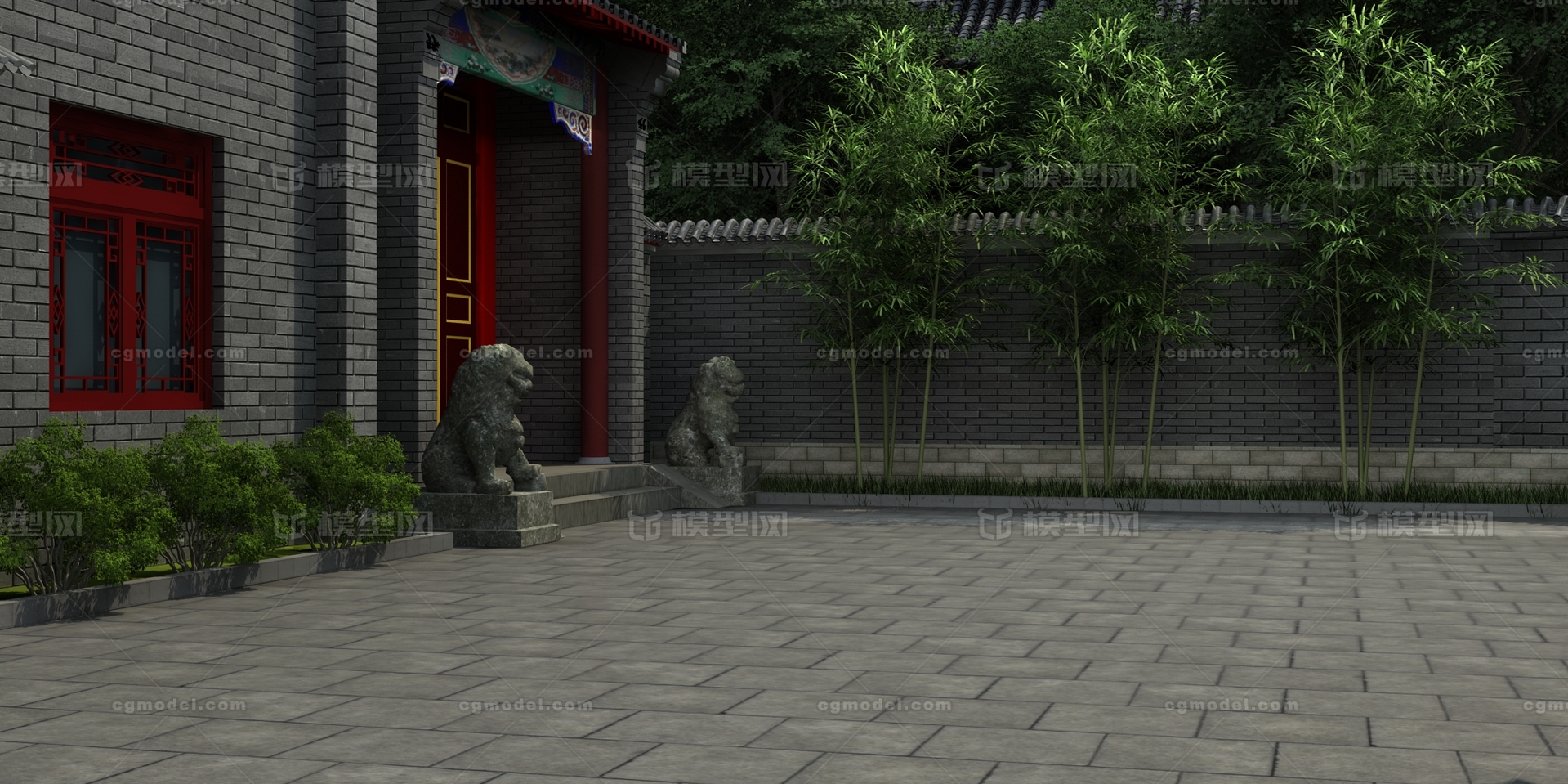 古代院子 古代建筑模型-古代场景模型库-3ds Max(.max)模型下载-cg模型网