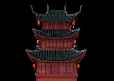 古建筑 城楼模型-历史建筑模型库-Maya(.ma/.mb)模型下载-cg模型网