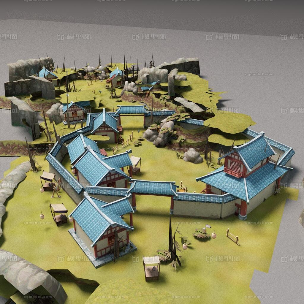 古代小村庄模型-古代场景模型库-3ds Max(.max)模型下载-cg模型网