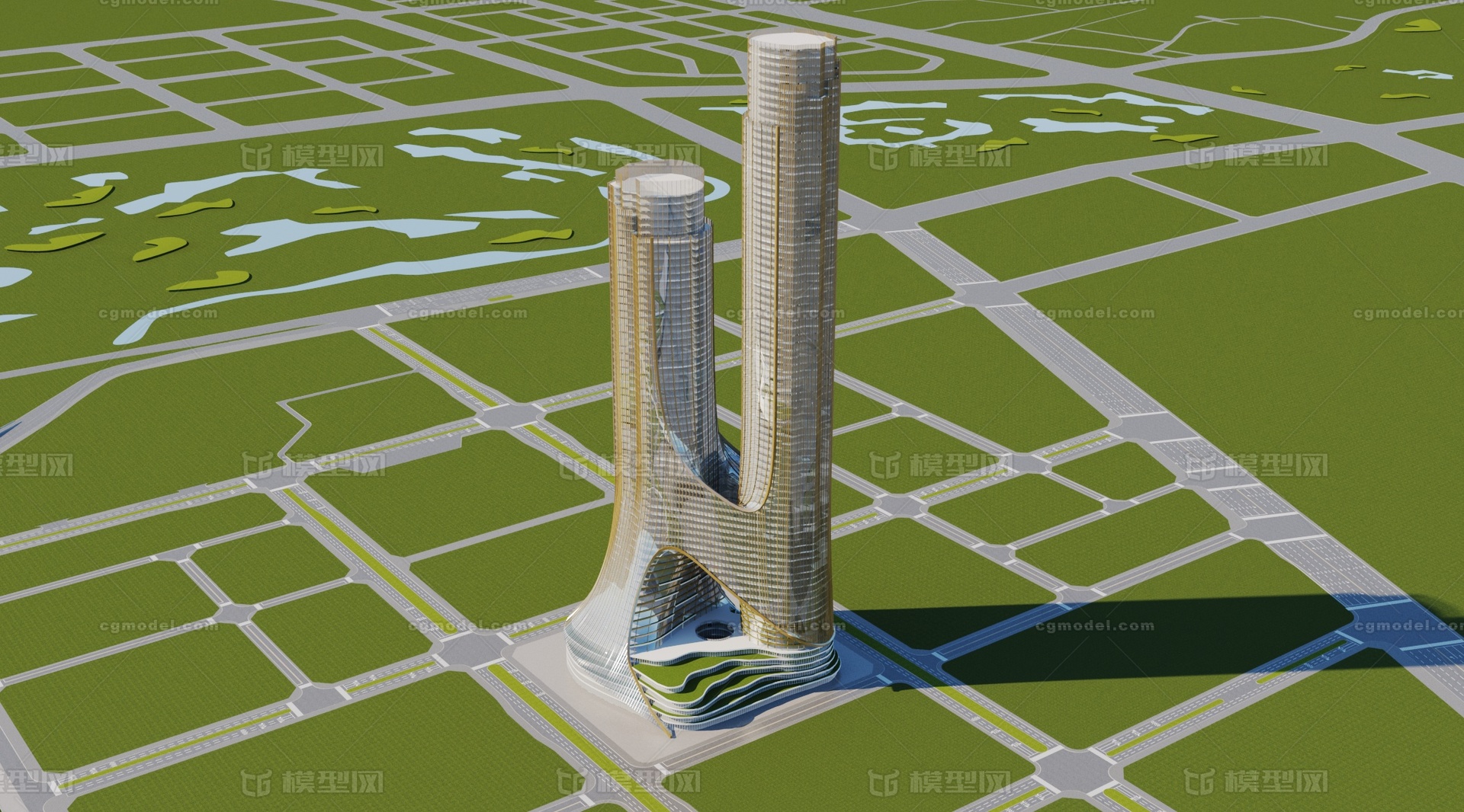 深圳湾超级总部基地C塔模型-现代场景模型库-3ds Max(.max)模型下载-cg模型网