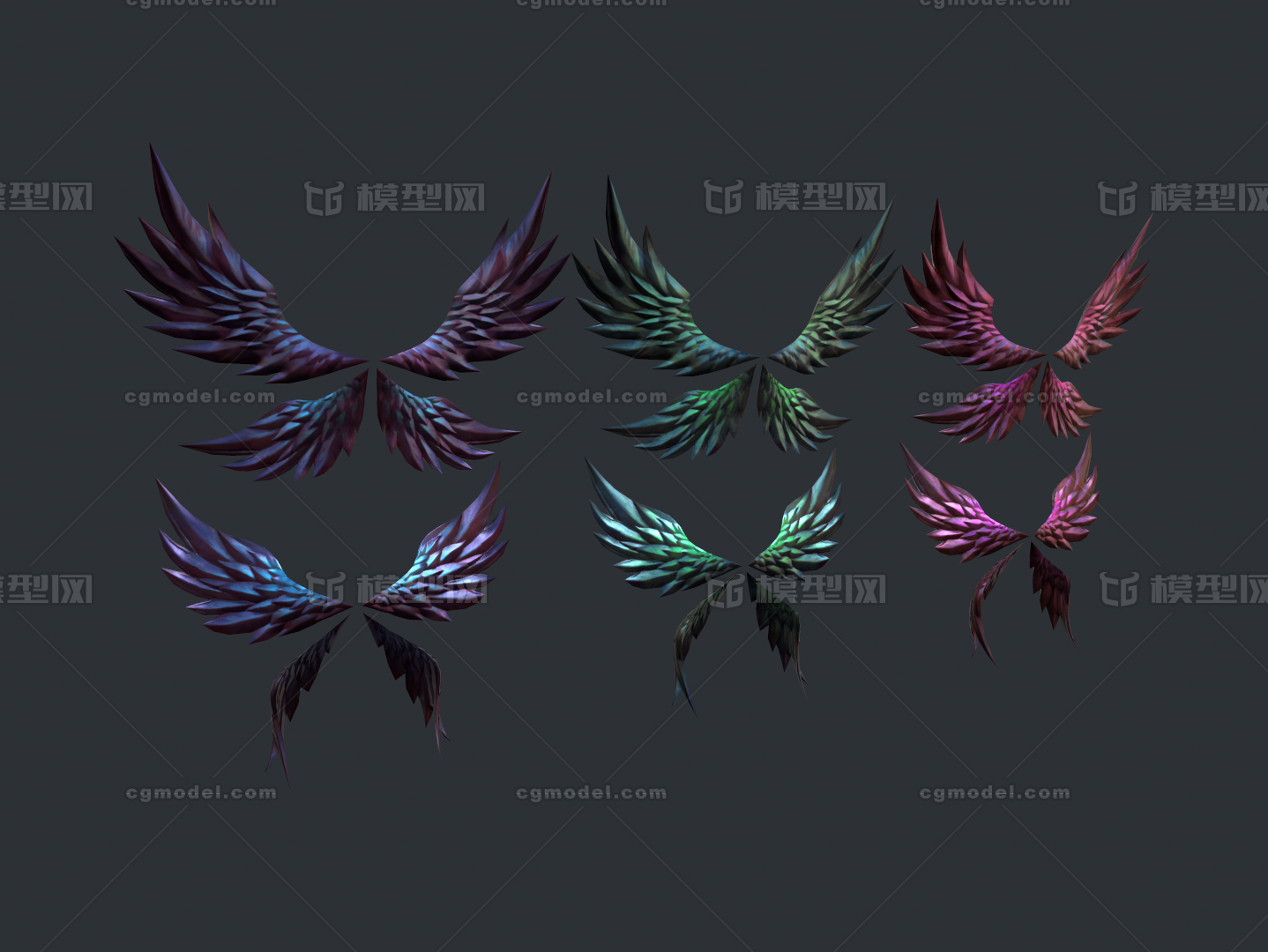 恶魔之翼 天使翅膀模型-穿戴服饰模型库-FBX(.fbx)模型下载-cg模型网