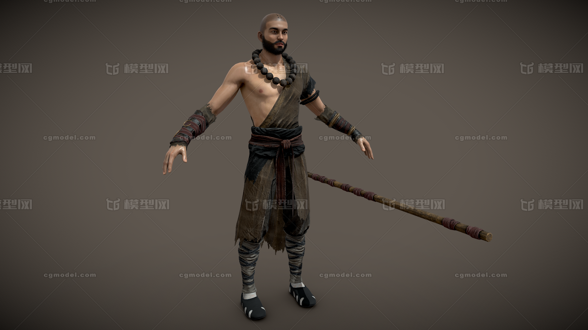 少林和尚 武僧模型-男人模型库-3ds Max(.max)模型下载-cg模型网