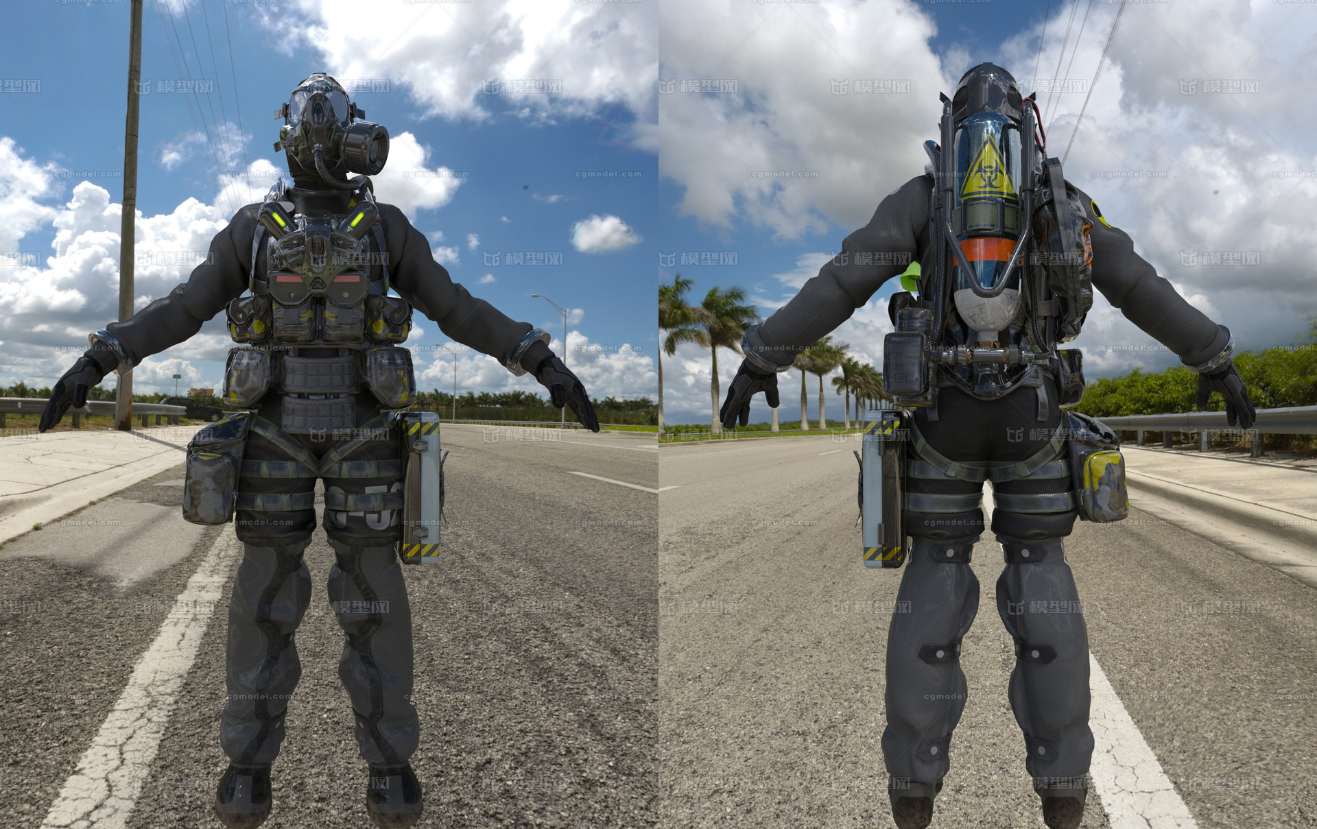 生化战士(带蒙皮绑定)生化人 生化服模型-男人模型库-3ds Max(.max)模型下载-cg模型网