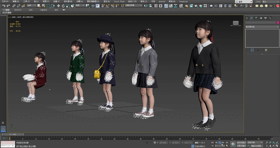 女孩（动画）小学生 女学生模型-孩子-女模型库-FBX(.fbx)模型下载-cg模型网