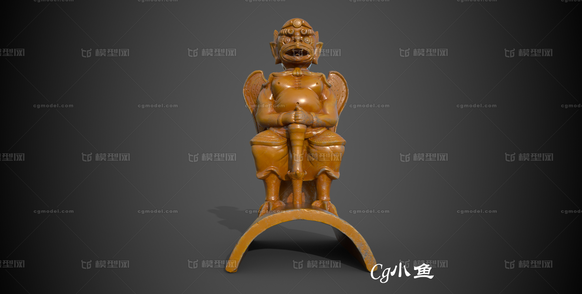 故宫屋脊兽 行什模型-神话雕塑模型库-Maya(.ma/.mb)模型下载-cg模型网