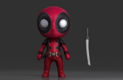 卡通Q版死侍 可爱模型-孩子-男模型库-FBX(.fbx)模型下载-cg模型网