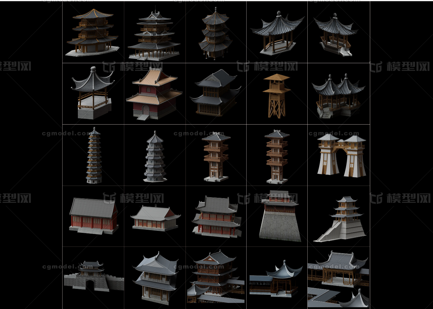 古代建筑模型模型-历史建筑模型库-3ds Max(.max)模型下载-cg模型网