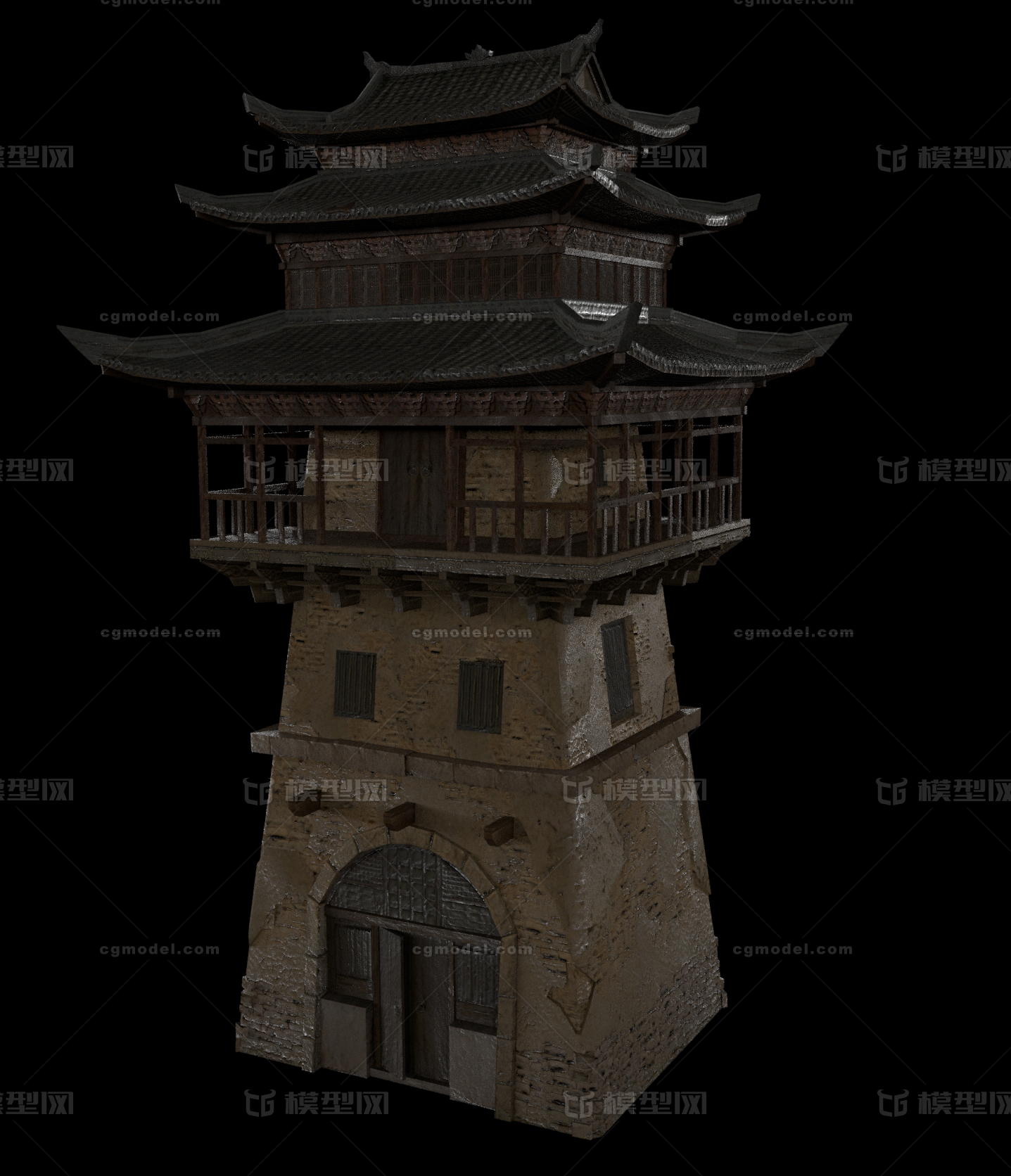 中国古代建筑 塔楼模型-历史建筑模型库-Maya(.ma/.mb)模型下载-cg模型网
