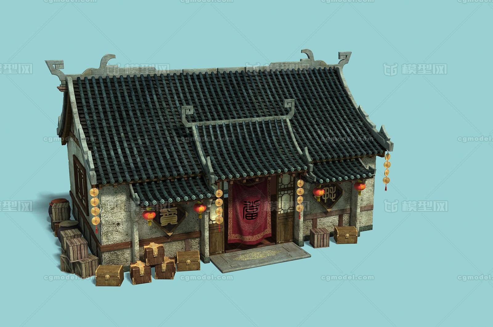 当铺古建筑旧房子古风房子老房子模型-历史建筑模型库-3ds Max(.max)模型下载-cg模型网