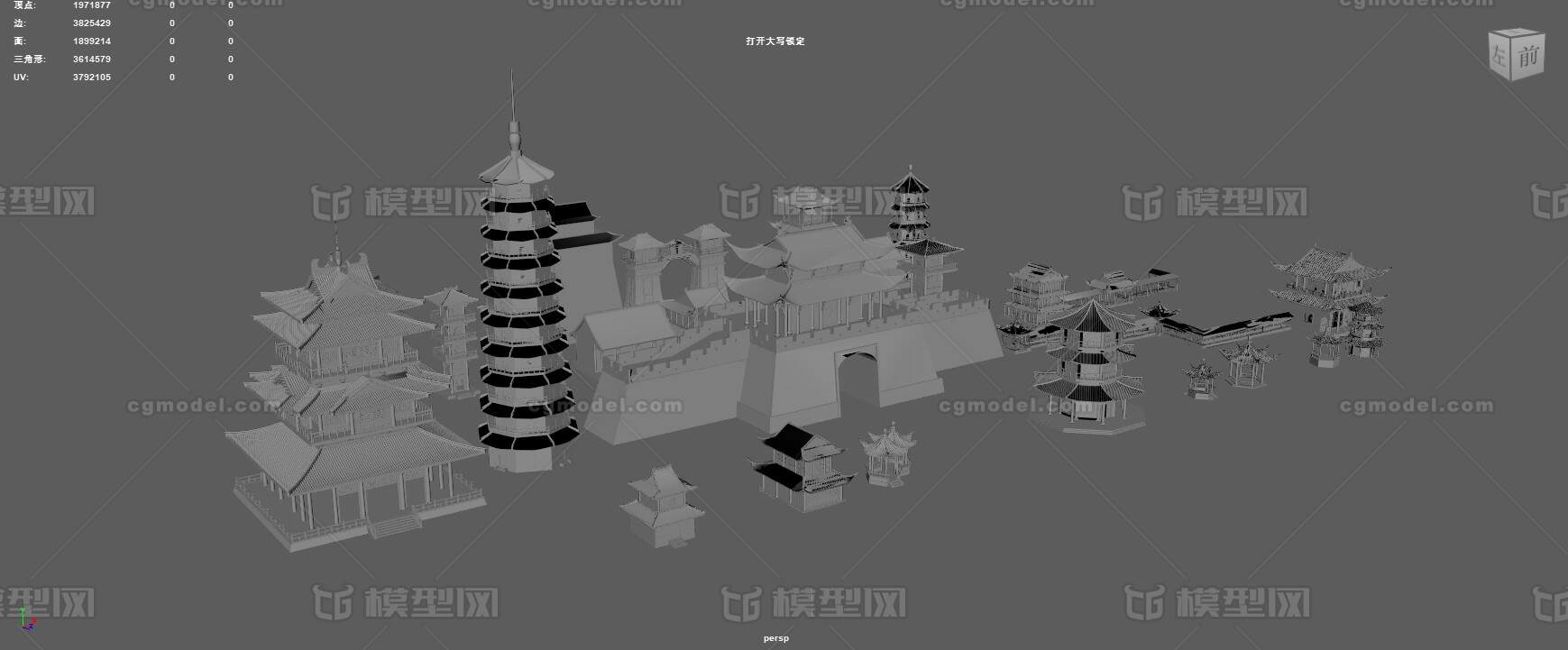 古代建筑群 古建筑模型-古代场景模型库-Maya(.ma/.mb)模型下载-cg模型网