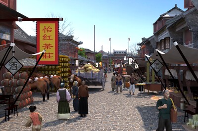 古建古代商业街古代集市古代市场中式商业街模型-古代场景模型库-3ds Max(.max)模型下载-cg模型网