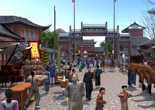 古建古代商业街古代集市古代市场中式商业街模型-古代场景模型库-3ds Max(.max)模型下载-cg模型网
