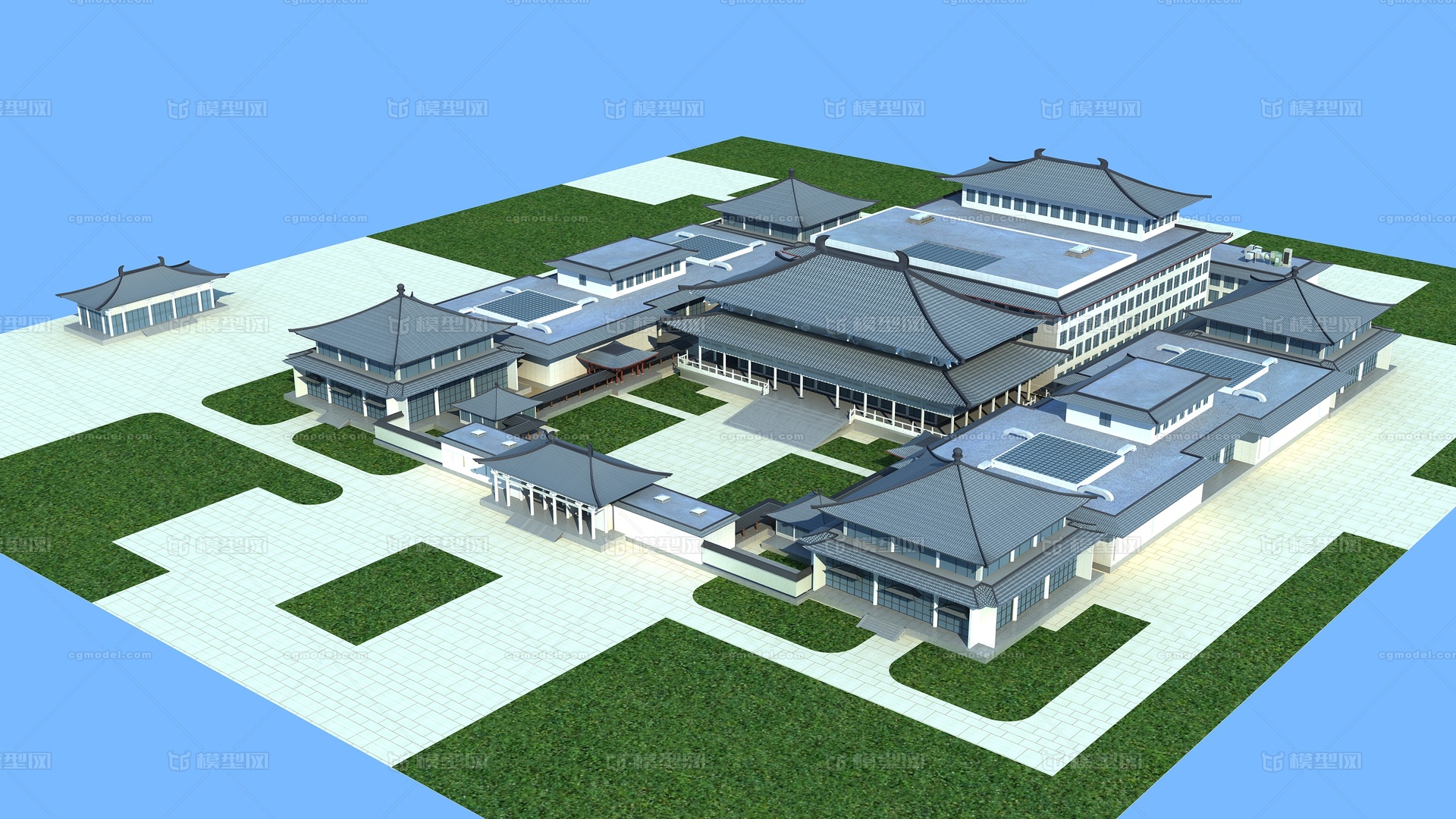 陕西历史博物馆 西安历史博物馆模型-历史建筑模型库-3ds Max(.max)模型下载-cg模型网