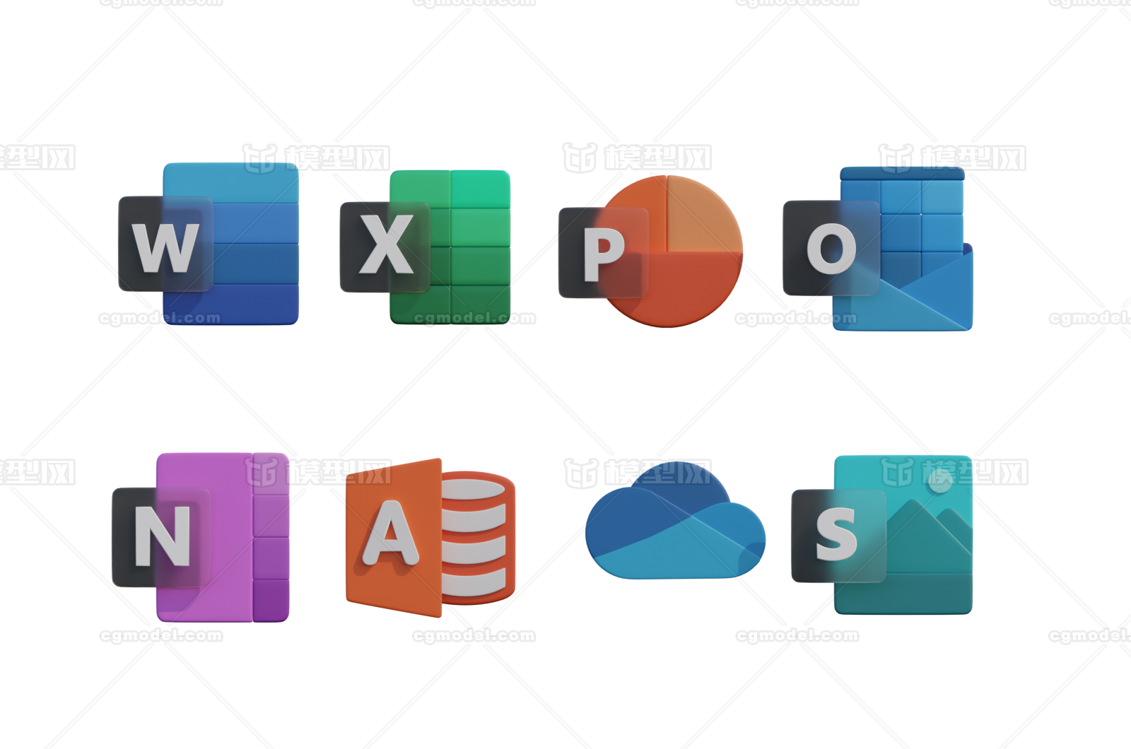 办公软件3d图标模型-场景部件模型库-FBX(.fbx)模型下载-cg模型网
