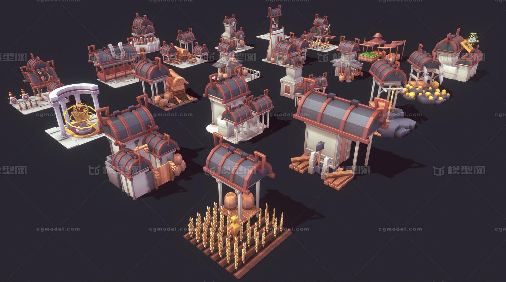 卡通场景 卡通商铺模型-场景部件模型库-3ds Max(.max)模型下载-cg模型网