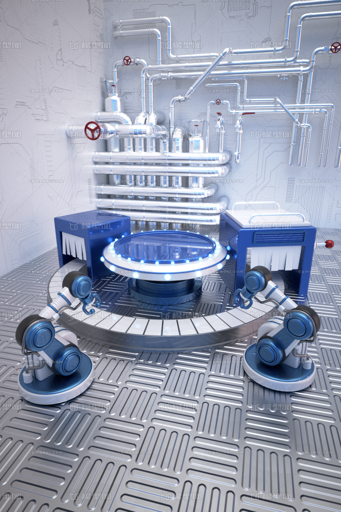 科技工厂 电商科技风格模型-白色模型库-Cinema 4D(.c4d)模型下载-cg模型网