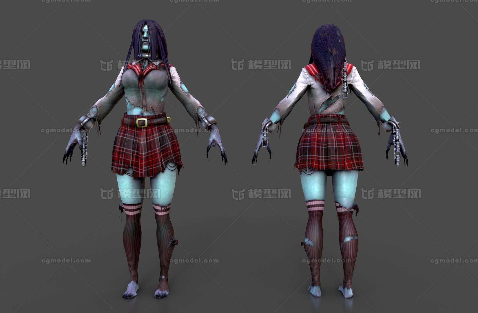 次世代 丧尸校园模型-异形怪物模型库-FBX(.fbx)模型下载-cg模型网