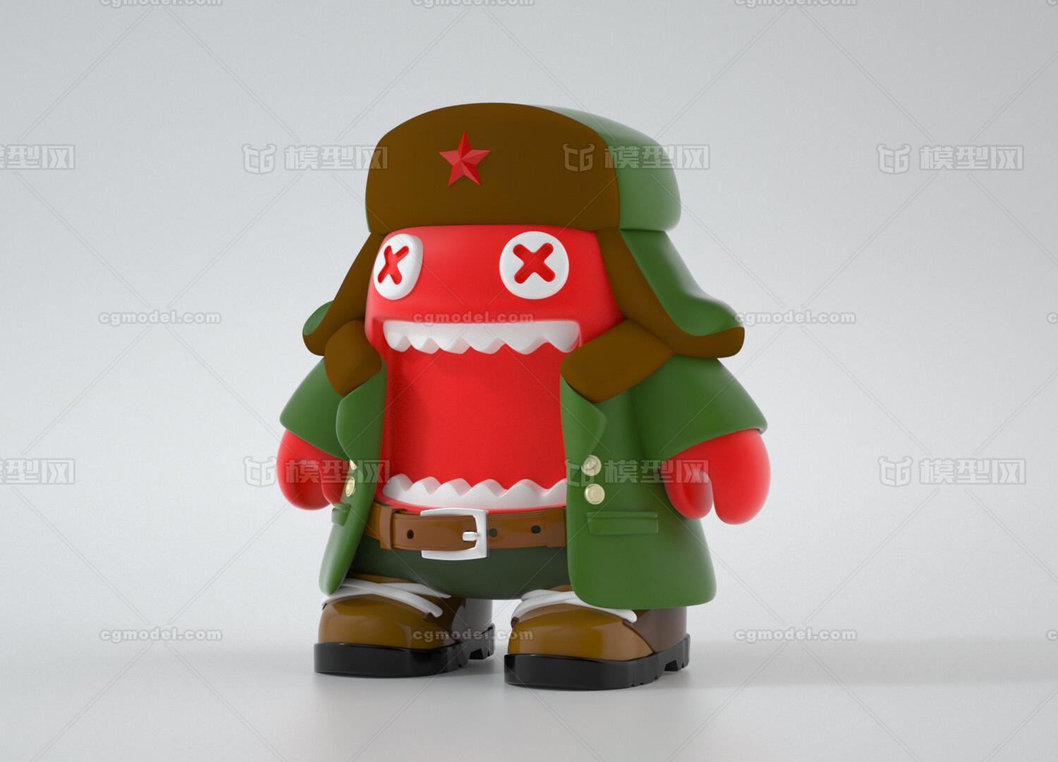 魔鬼猫-军大衣造型模型-男人模型库-OBJ(.obj/.mtl)模型下载-cg模型网