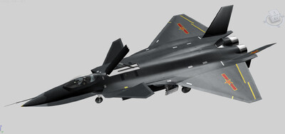 歼20 隐身战斗机3D模型模型-军用飞机模型库-3ds Max(.max)模型下载-cg模型网