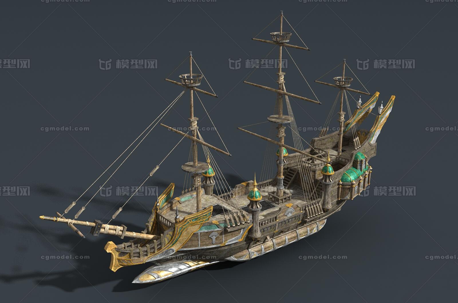 卡通 古代战舰模型-古代船/仿古船模型库-FBX(.fbx)模型下载-cg模型网