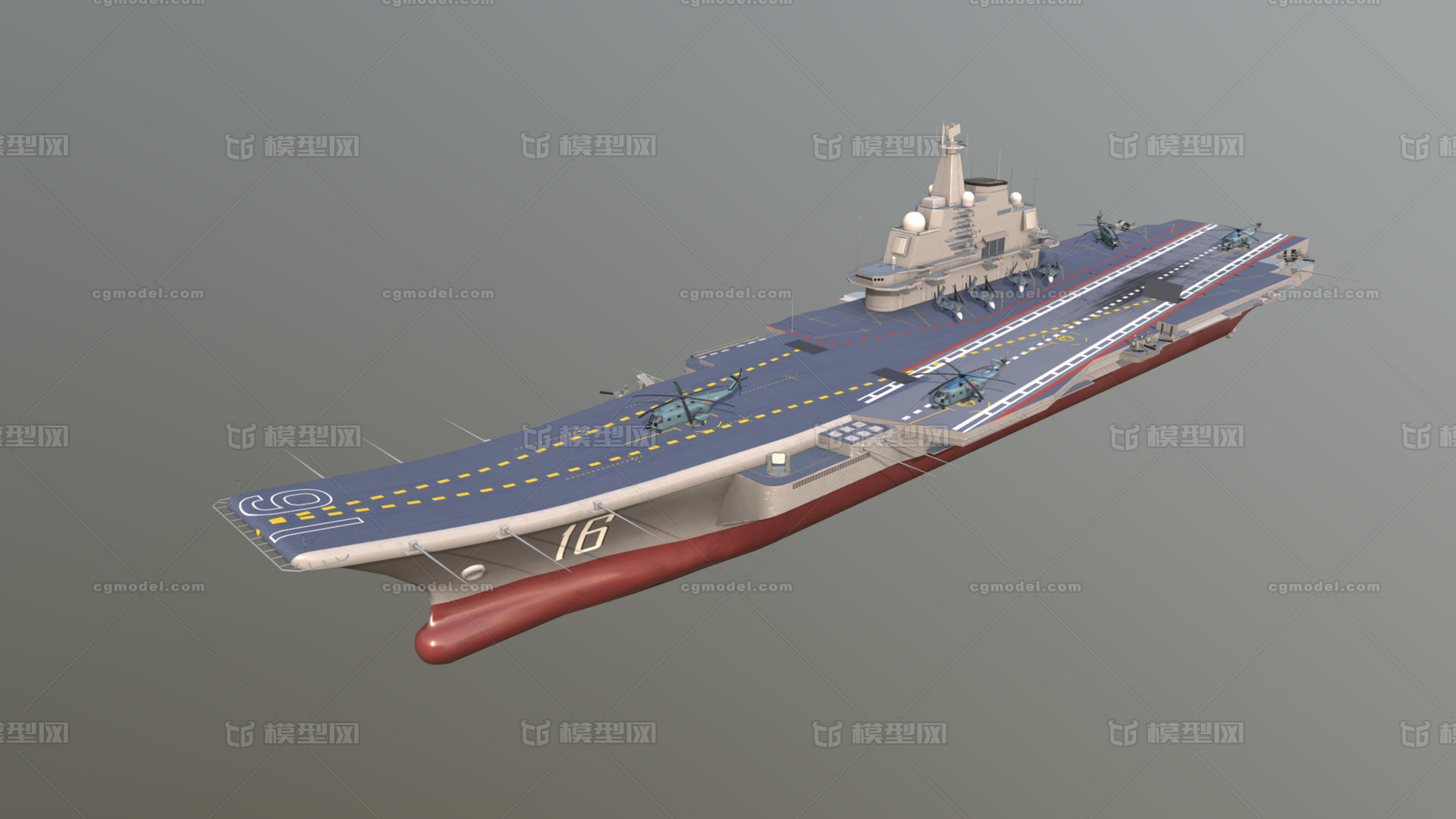 辽宁舰001型航空母舰解放军海军部队战斗模型-军舰模型库-Blender(.blend)模型下载-cg模型网