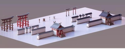 FBX中国风房屋古代建筑塔楼牌坊门楼院墙茅草屋木屋Unity模型-场景部件模型库-FBX(.fbx)模型下载-cg模型网