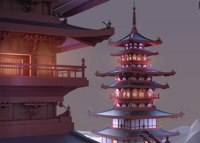 FBX中国风房屋古代建筑塔楼牌坊门楼院墙茅草屋木屋Unity模型-场景部件模型库-FBX(.fbx)模型下载-cg模型网