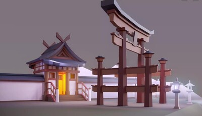 FBX中国风房屋古代建筑塔楼牌坊门楼院墙茅草屋木屋Unity模型-场景部件模型库-FBX(.fbx)模型下载-cg模型网