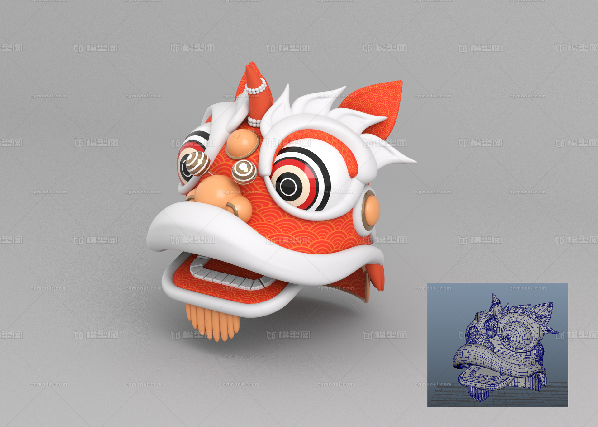 舞狮狮头模型模型-神话/幻想模型库-Maya(.ma/.mb)模型下载-cg模型网