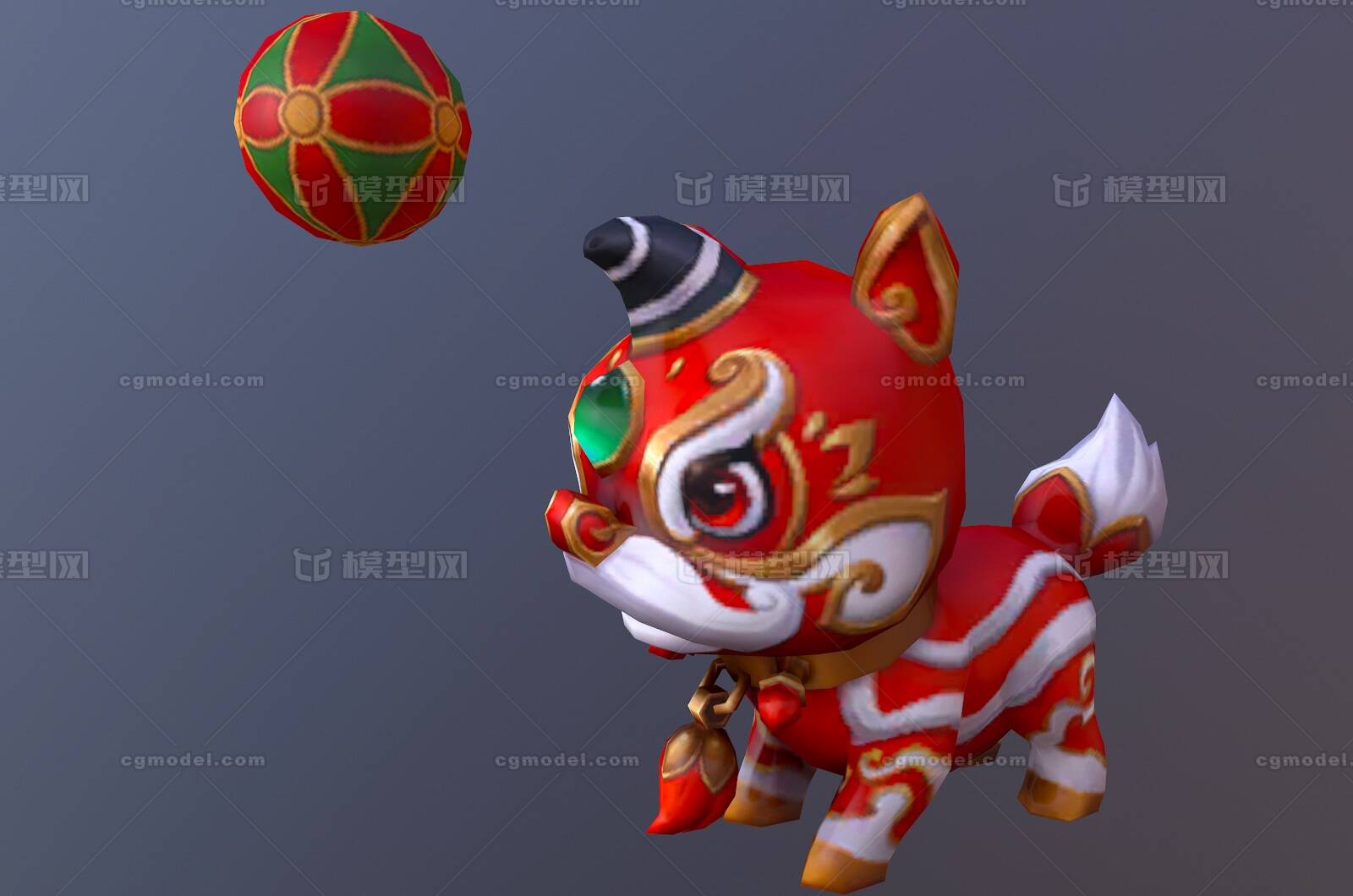 卡通Q版舞狮宠物宝贝模型-哺乳模型库-FBX(.fbx)模型下载-cg模型网