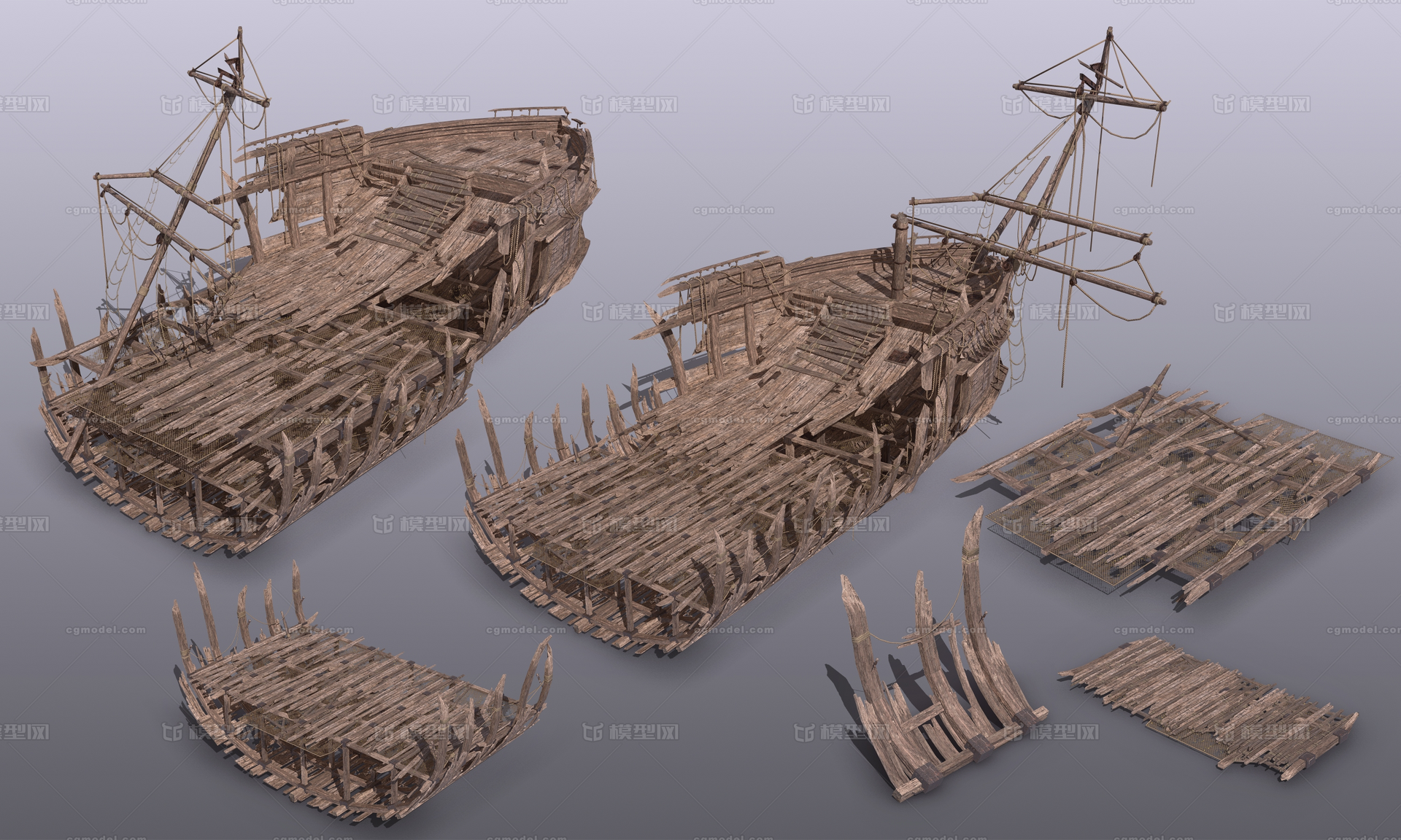 宝藏 次世代沉船模型-古代场景模型库-3ds Max(.max)模型下载-cg模型网