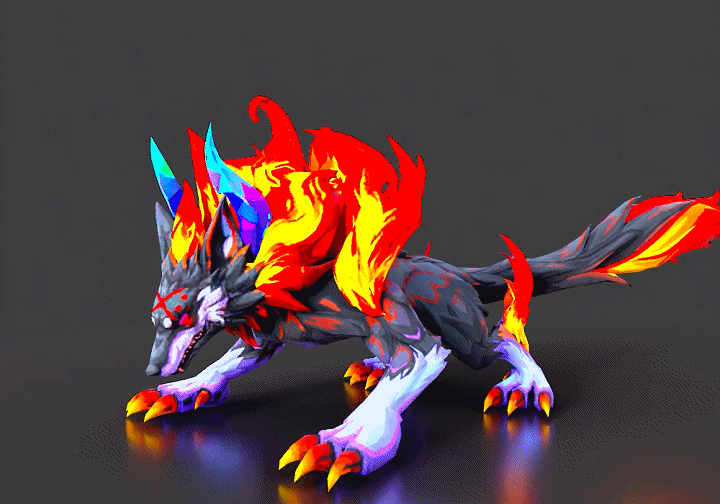 赤炎魔狼 动画模型-神话类模型库-FBX(.fbx)模型下载-cg模型网