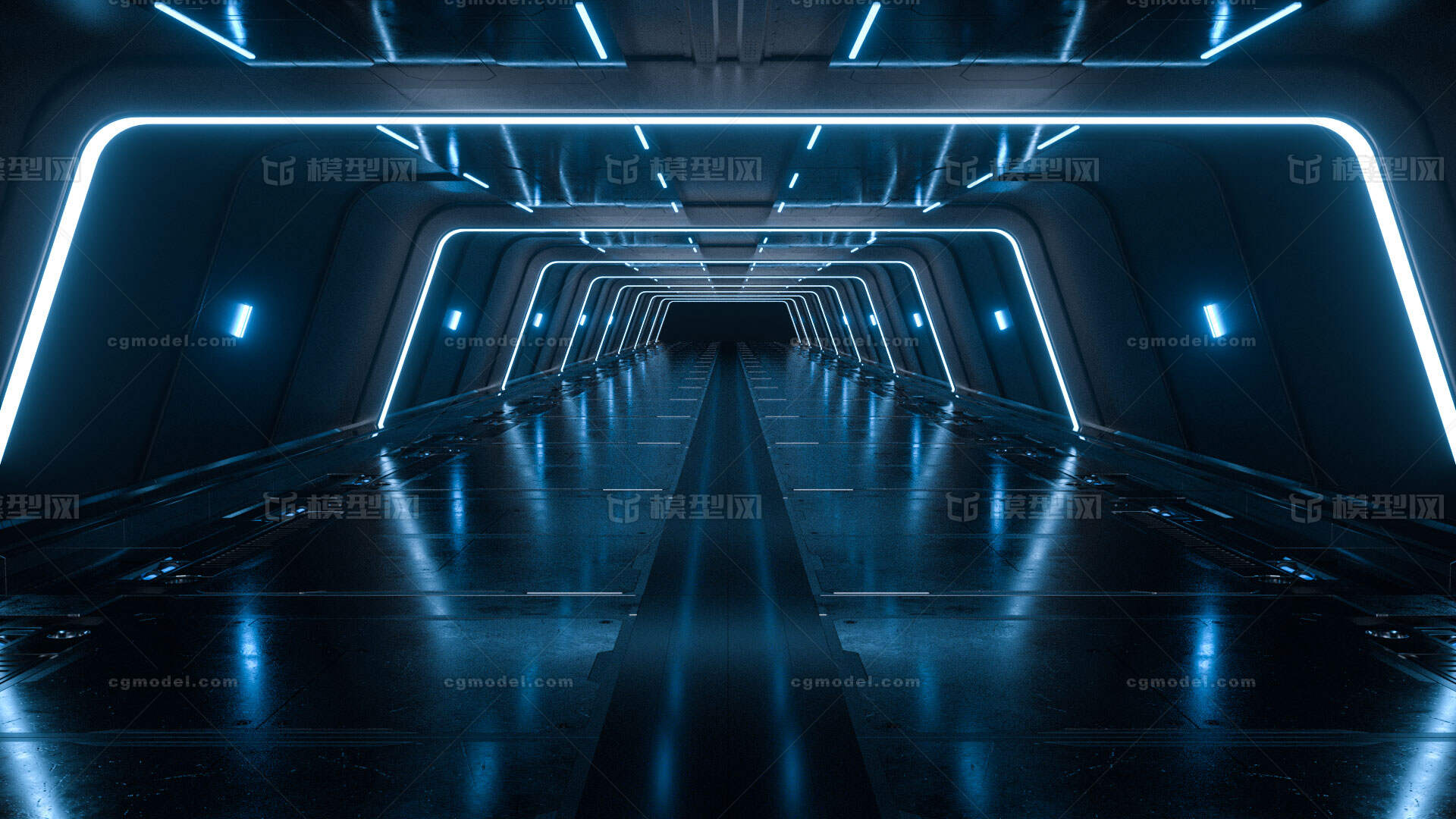 科技隧道穿梭 未来空间模型-黑色模型库-Cinema 4D(.c4d)模型下载-cg模型网