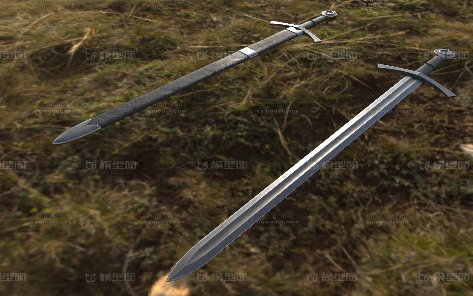 中世纪欧洲骑士剑(硬表面)模型-冷兵器模型库-Maya(.ma/.mb)模型下载-cg模型网