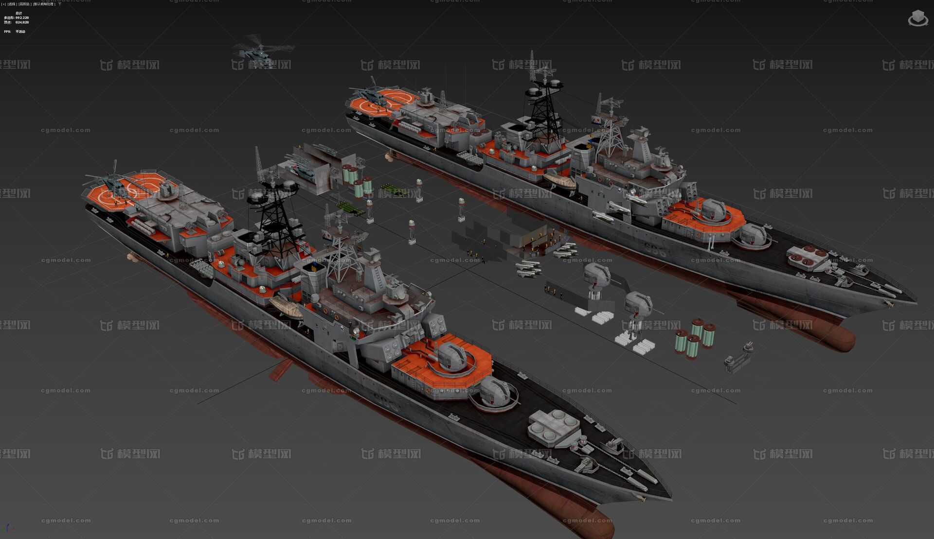 苏联 1155型模型-军舰模型库-3ds Max(.max)模型下载-cg模型网