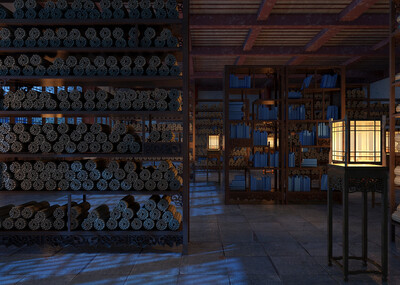 古代室内书架场景 藏经阁模型-古代场景模型库-3ds Max(.max)模型下载-cg模型网