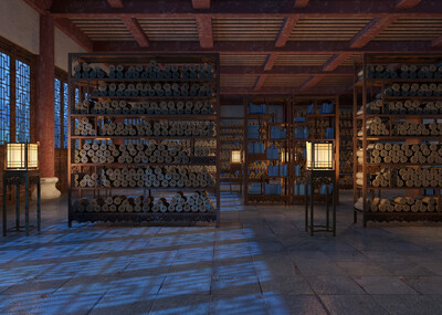 古代室内书架场景 藏经阁模型-古代场景模型库-3ds Max(.max)模型下载-cg模型网