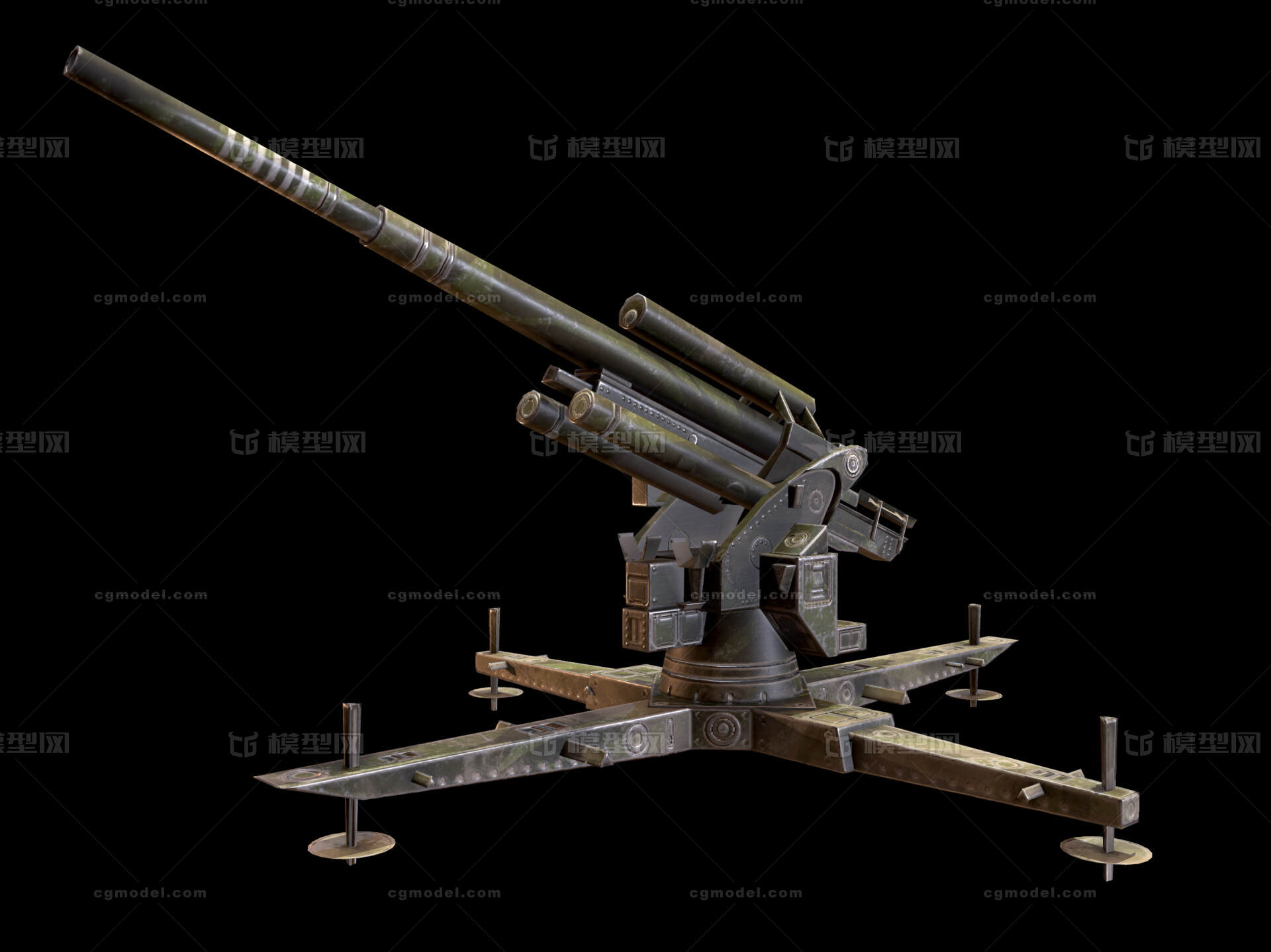 Flak 88毫米高射炮模型-火炮器械模型库-Blender(.blend)模型下载-cg模型网