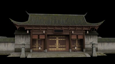王府大门 古建筑大门模型-古代场景模型库-FBX(.fbx)模型下载-cg模型网