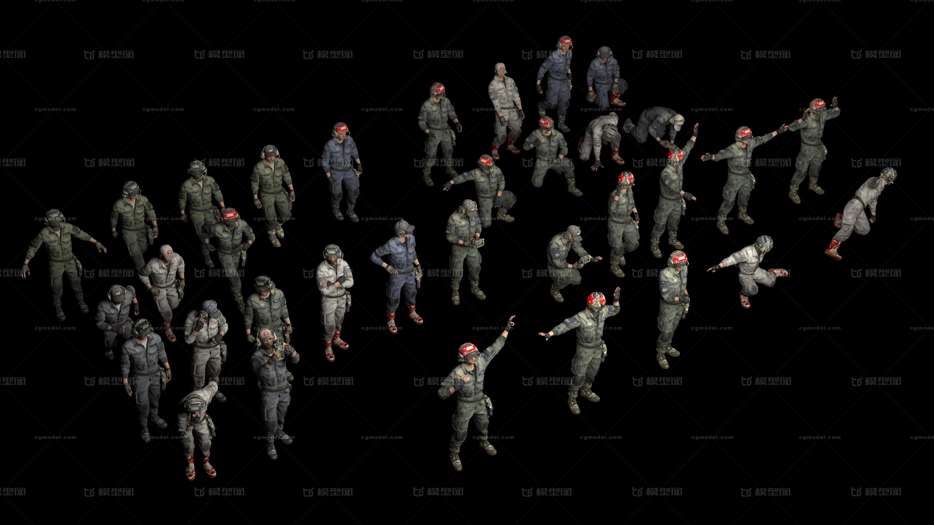 科幻人物动作姿势模型-男人模型库-3ds Max(.max)模型下载-cg模型网