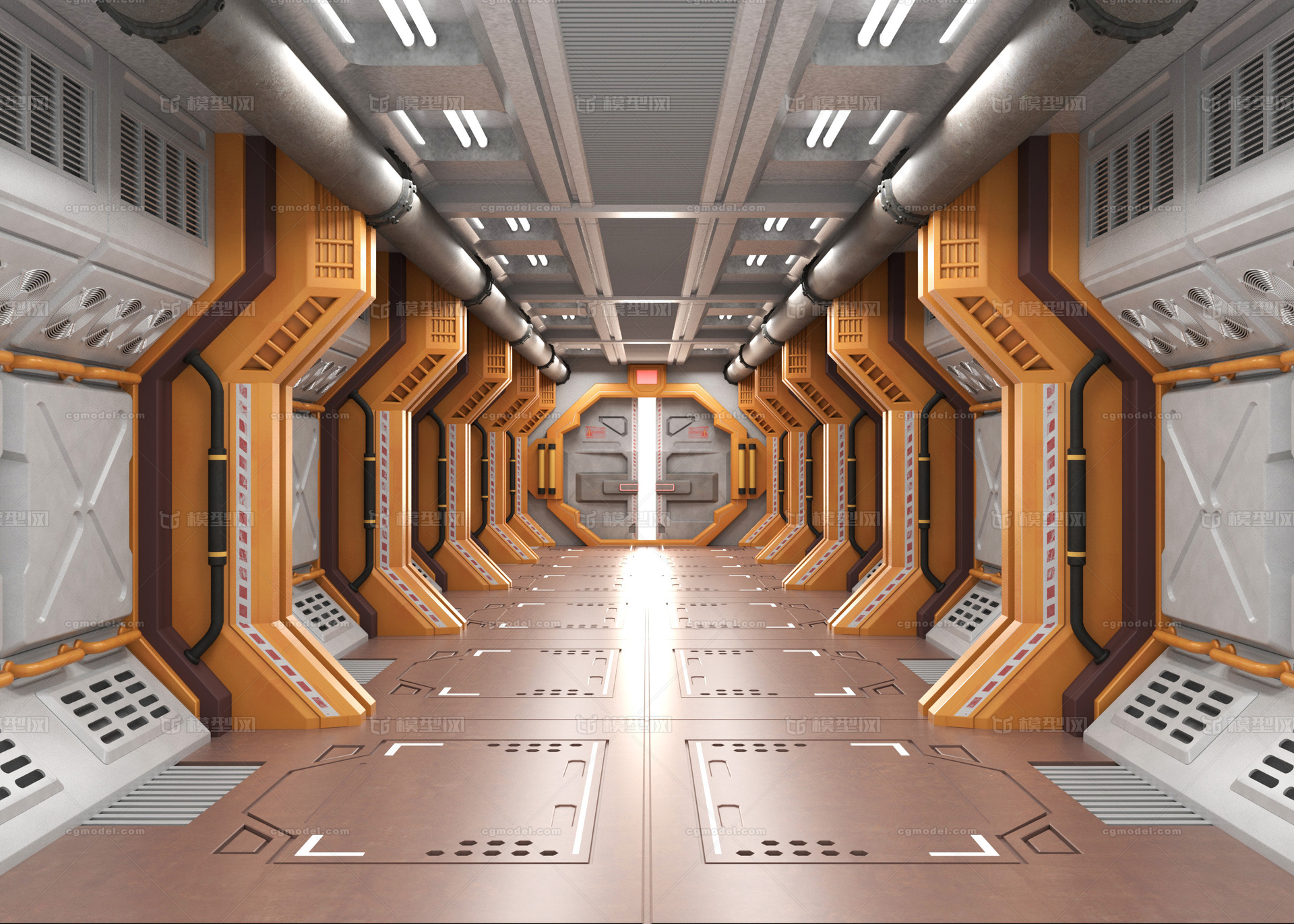 科幻走廊太空舱模型模型-科幻场景模型库-Maya(.ma/.mb)模型下载-cg模型网