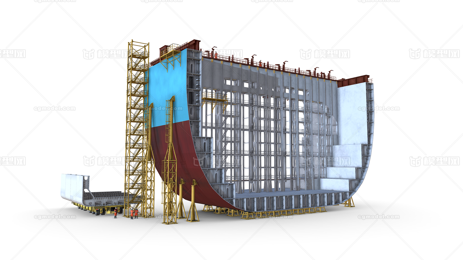 集装箱船结构 造船模型-场景部件模型库-3ds Max(.max)模型下载-cg模型网