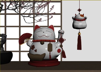 猫咪 卡通猫模型-家居装饰模型库-FBX(.fbx)模型下载-cg模型网